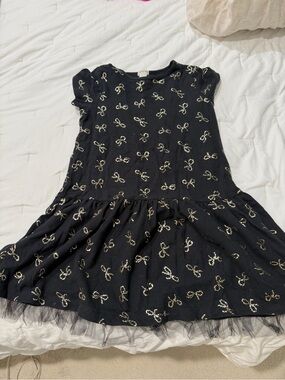 Crewcuts girls gold bow dress size 7